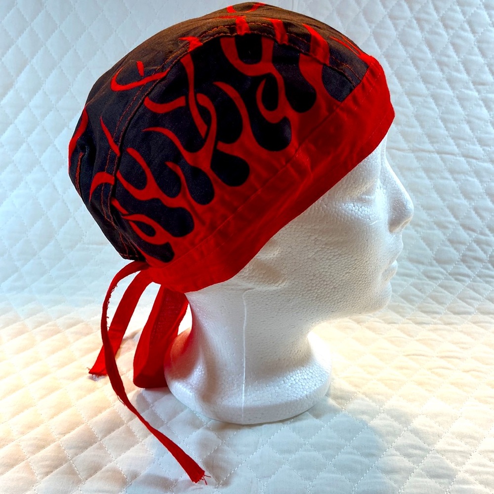 ZAN Fly Danna DuRag. Black with Red Flames. Never Worn. 100% Cotton. One Size.